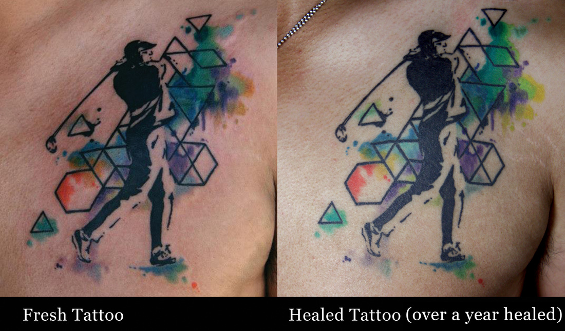 Watercolor tattoos over time